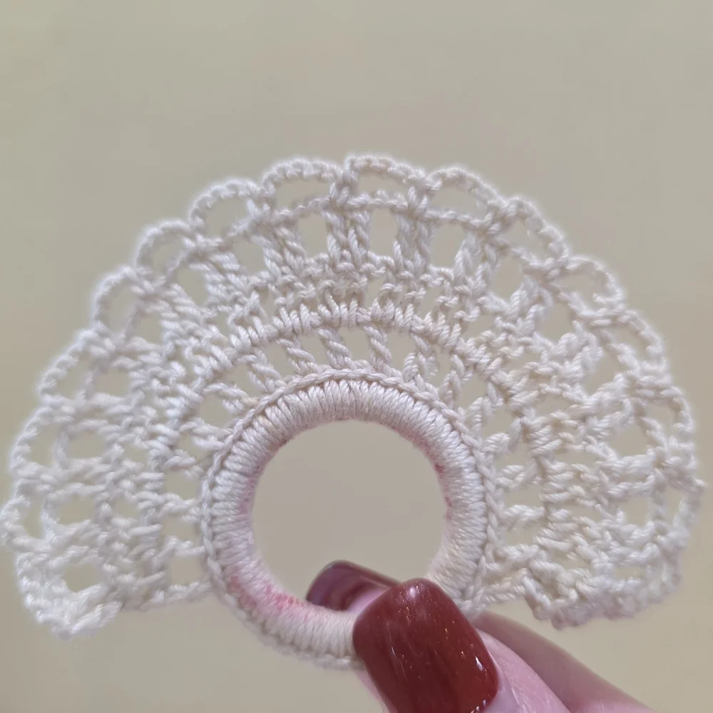 Vintage Handmade Ecru Ivory Beige Hand Crochet Napkin Rings Set of 6